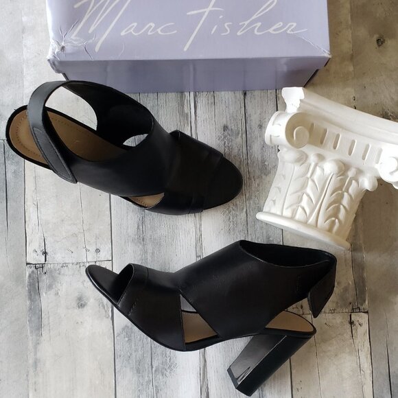 Marc Fisher Black Leotie Heels velcro closure - size 11 - Picture 1 of 4